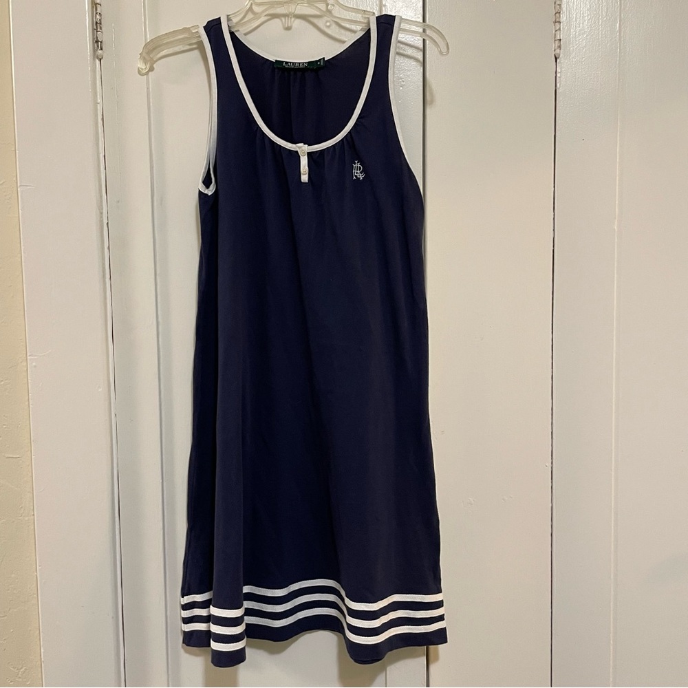 Ralph Lauren Navy and white stripes mini logo dress size small
